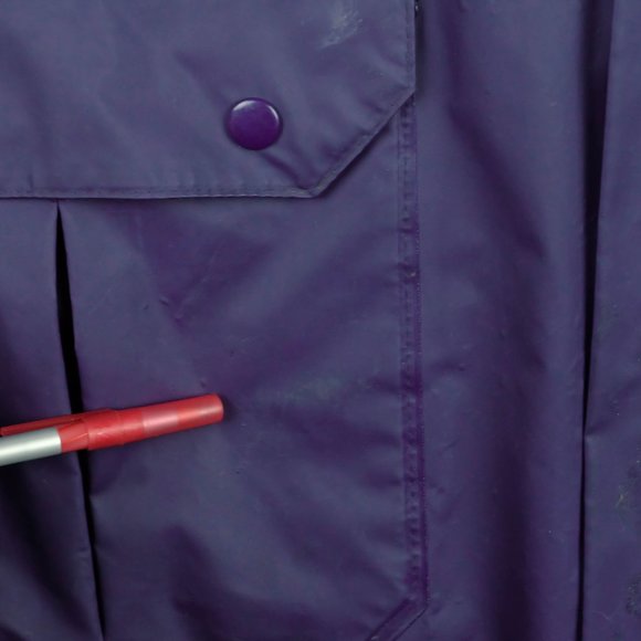 Vintage Mens Rain Coat Large Purple Nylon Waterproof Northern Reflections 80s - Picture 13 of 14
